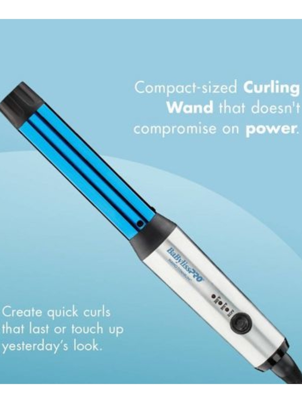 BaBylissPRO Nano Titanium Compact Curling Wand - 1"